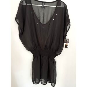 Smart & Sexy Flutter Cover‎ Up Womens L-XL Sheer Swim Beach Tunic Blouse NWT